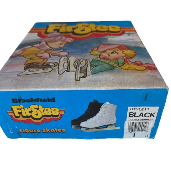 Vintage Brookfield FirStee Figure Skates Style 11 Beginners Black Double Runner - Picture 2 of 8
